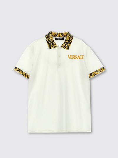 Shop Young Versace Polo Shirt  Kids Color White