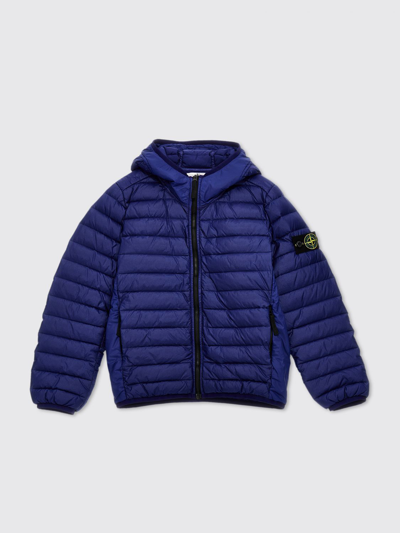 Shop Stone Island Junior Coat  Kids Color Blue