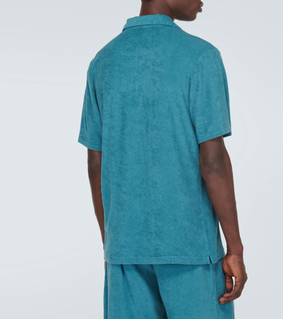 Shop Frescobol Carioca Faustino Cotton-blend Terry Polo Shirt In Green