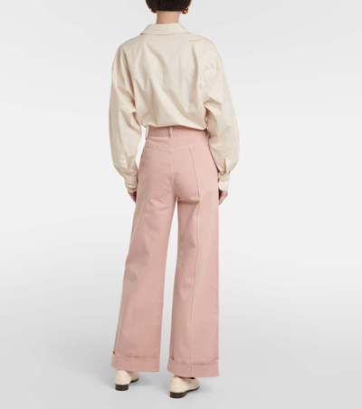 Shop Frame 70s High-rise Straight Jeans In Pink