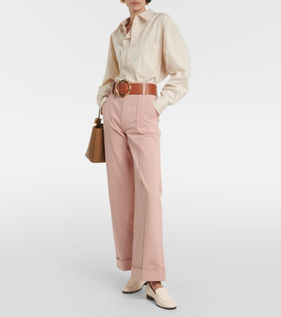 Shop Frame 70s High-rise Straight Jeans In Pink