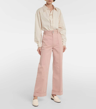 Shop Frame 70s High-rise Straight Jeans In Pink