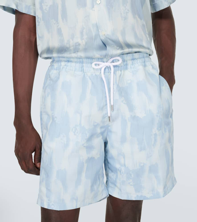 Shop Frescobol Carioca Printed Swim Trunks In Blue