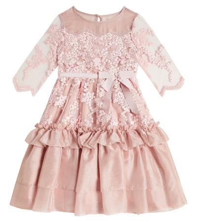 Shop Patachou Frill-trimmed Chiffon Dress In Pink