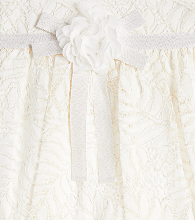 Shop Patachou Floral-appliqué Gathered Lace Dress In White