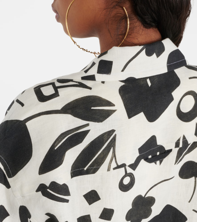 Jacquemus La Chemise Jean Printed Linen Shirt In Black