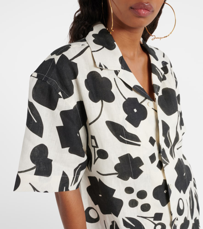 Jacquemus La Chemise Jean Printed Linen Shirt In Black