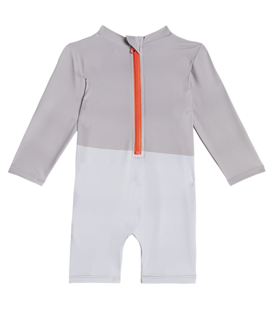 Shop Stella Mccartney Baby Printed Rashguard Swimsuit In Grey