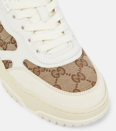 Gucci Re-web Leather And Original Gg Fabric Sneakers In White