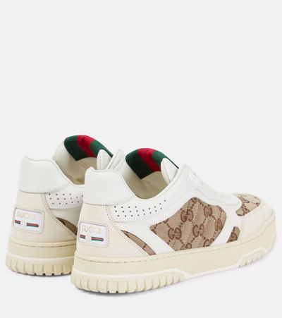 Gucci Re-web Leather And Original Gg Fabric Sneakers In White