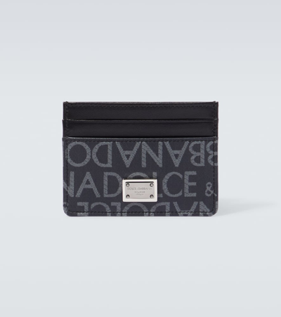 Dolce & Gabbana Logo Jacquard Card Holder In Black