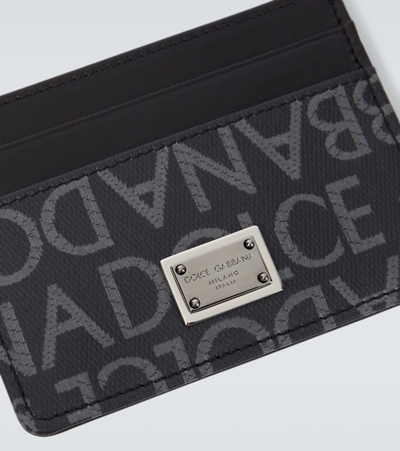 Dolce & Gabbana Logo Jacquard Card Holder In Black