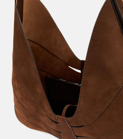 Shop Alaïa Delta Suede Shoulder Bag In Brown