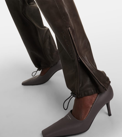 Shop Acne Studios Embossed Leather Sweatpants In Brown