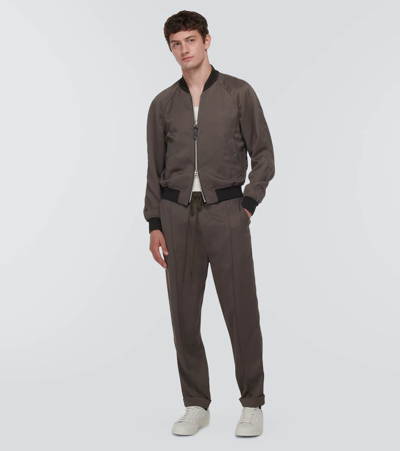 Tom Ford Cady Tapered Pants In Brown