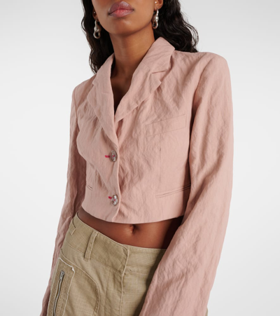 Shop Acne Studios Jaza Crinkled Cotton-blend Jacket In Pink