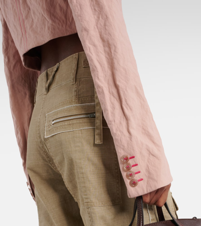 Shop Acne Studios Jaza Crinkled Cotton-blend Jacket In Pink