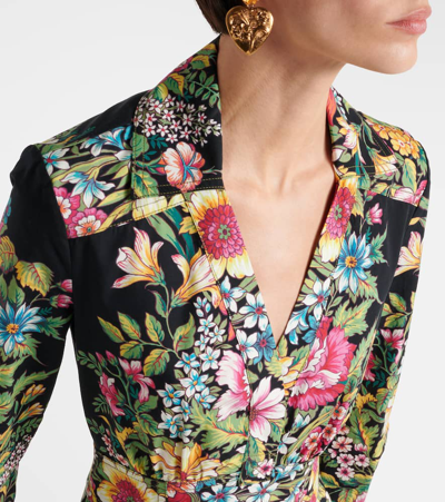 Etro Printed Cotton Midi Dress In Black
