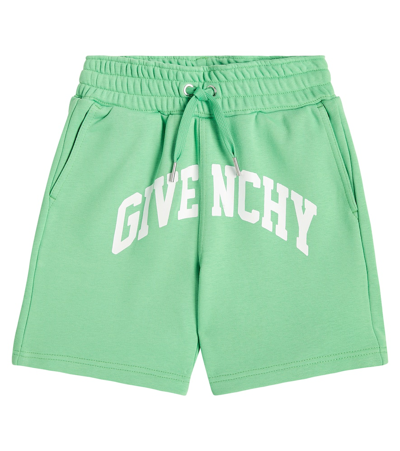 Shop Givenchy Logo Cotton Jersey Shorts In Green