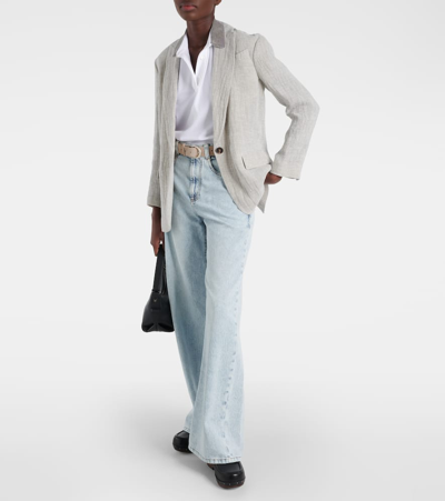 Shop Brunello Cucinelli High-rise Wide-leg Jeans In Blue