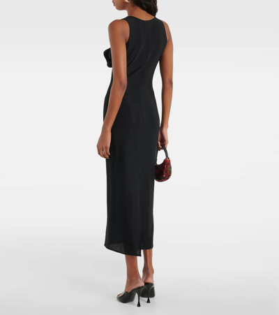 Shop Magda Butrym Floral-appliqué Jersey Midi Dress In Black