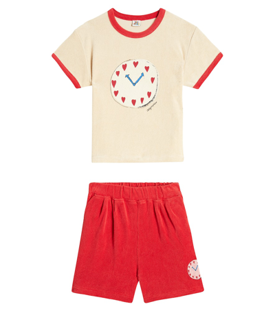 Jellymallow Watch Terry T-shirt And Shorts Set In Red