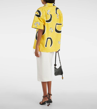 Shop Jacquemus La Chemise Jean Printed Cotton Bowling Shirt In Yellow