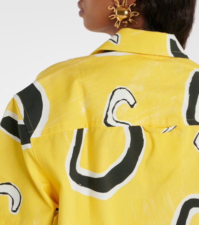 Shop Jacquemus La Chemise Jean Printed Cotton Bowling Shirt In Yellow