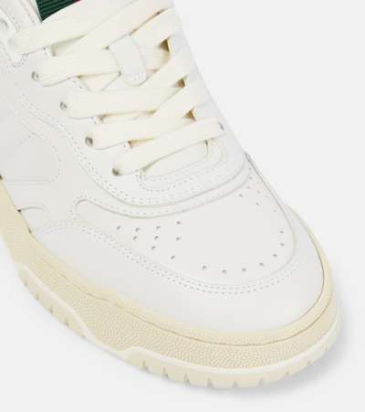 Shop Gucci Re-web Leather Sneakers In White