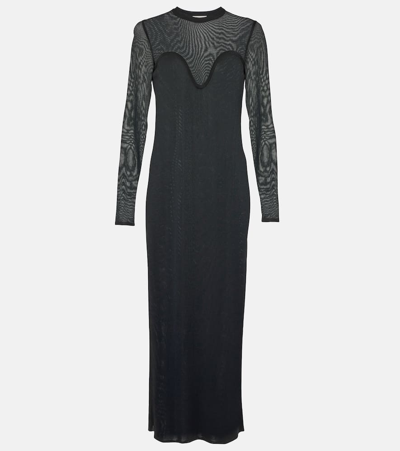 Shop Nina Ricci Mesh Semi-sheer Maxi Dress In Black