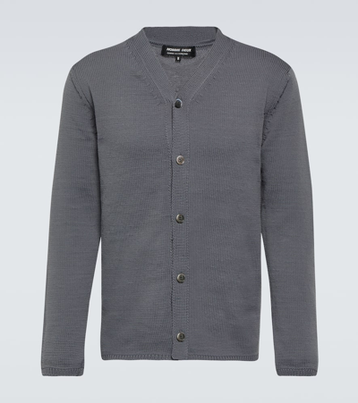 Shop Comme Des Garçons Homme Deux V-neck Jersey Cardigan In Grey