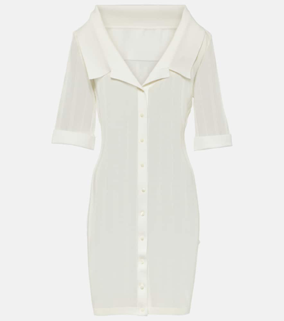 Shop Jacquemus La Mini Robe Manta Jersey Shirt Dress In White