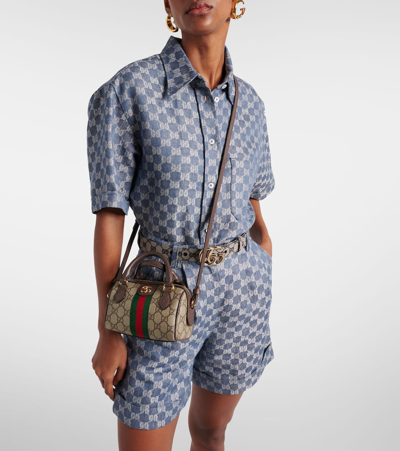 Shop Gucci Ophidia Mini Gg Canvas Crossbody Bag In Multicoloured