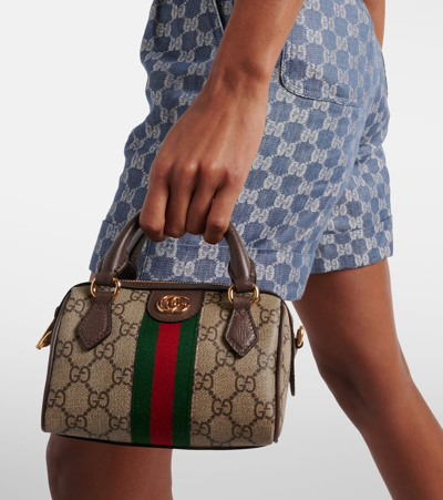 Shop Gucci Ophidia Mini Gg Canvas Crossbody Bag In Multicoloured