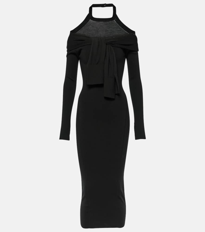 Shop Jacquemus La Robe Doble Wool-blend Midi Dress In Black