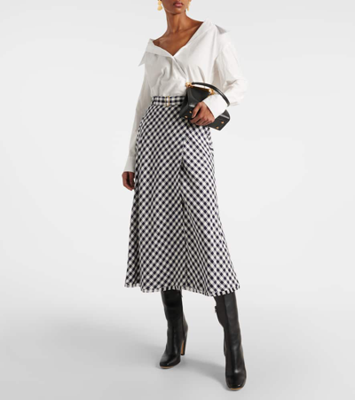 Shop Etro Gingham Jacquard Midi Skirt In Black