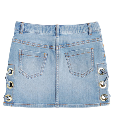Chloé Lace-detail Denim Skirt In Blue