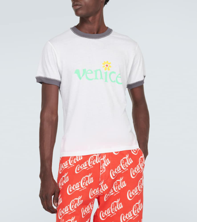 Shop Erl Venice Printed Cotton Jersey T-shirt In White