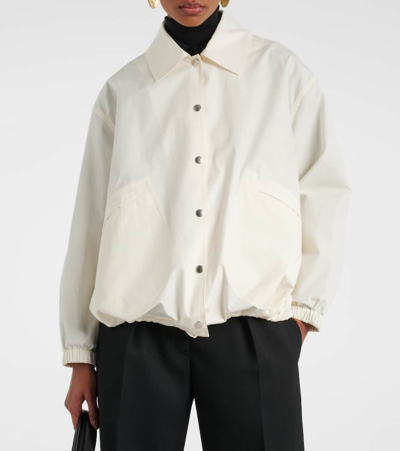 Shop Jil Sander Logo Cotton Shirt Jacket In Beige