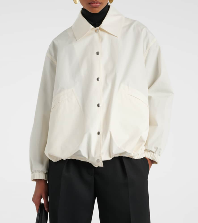 Jil Sander Logo-print Shirt Jacket In Beige