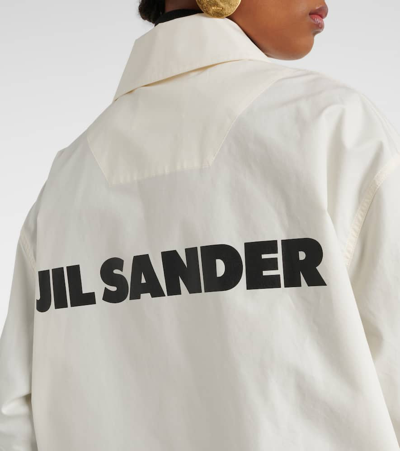 Shop Jil Sander Logo Cotton Shirt Jacket In Beige