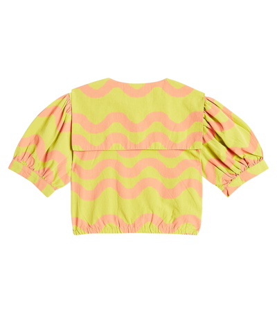 Jellymallow Wave Printed Cotton Blouse In Green