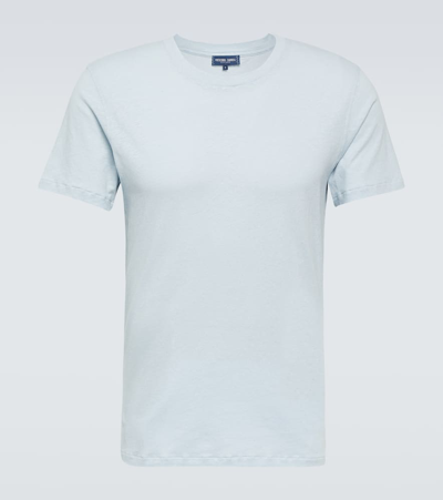 Shop Frescobol Carioca Lucio Cotton And Linen T-shirt In Blue