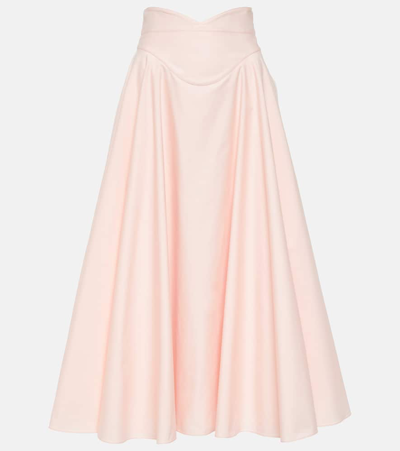 Shop Alexander Mcqueen Flared Cotton Maxi Skirt In Pink