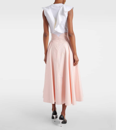 Shop Alexander Mcqueen Flared Cotton Maxi Skirt In Pink