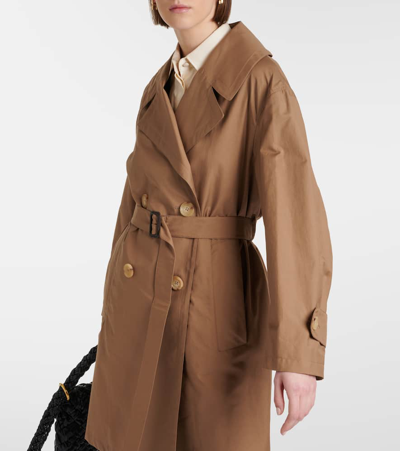 Shop Max Mara Cotton-blend Twill Trench Coat In Beige