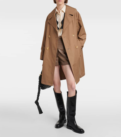 Shop Max Mara Cotton-blend Twill Trench Coat In Beige