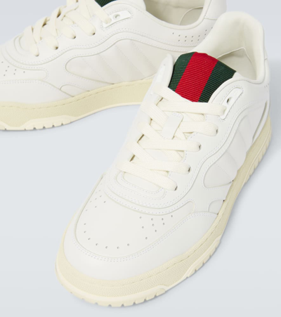 Shop Gucci Re-web Leather Sneakers In White