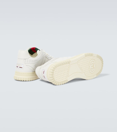 Shop Gucci Re-web Leather Sneakers In White