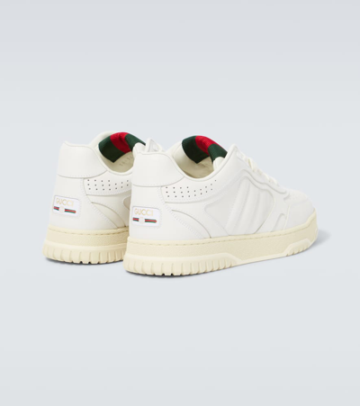 Shop Gucci Re-web Leather Sneakers In White